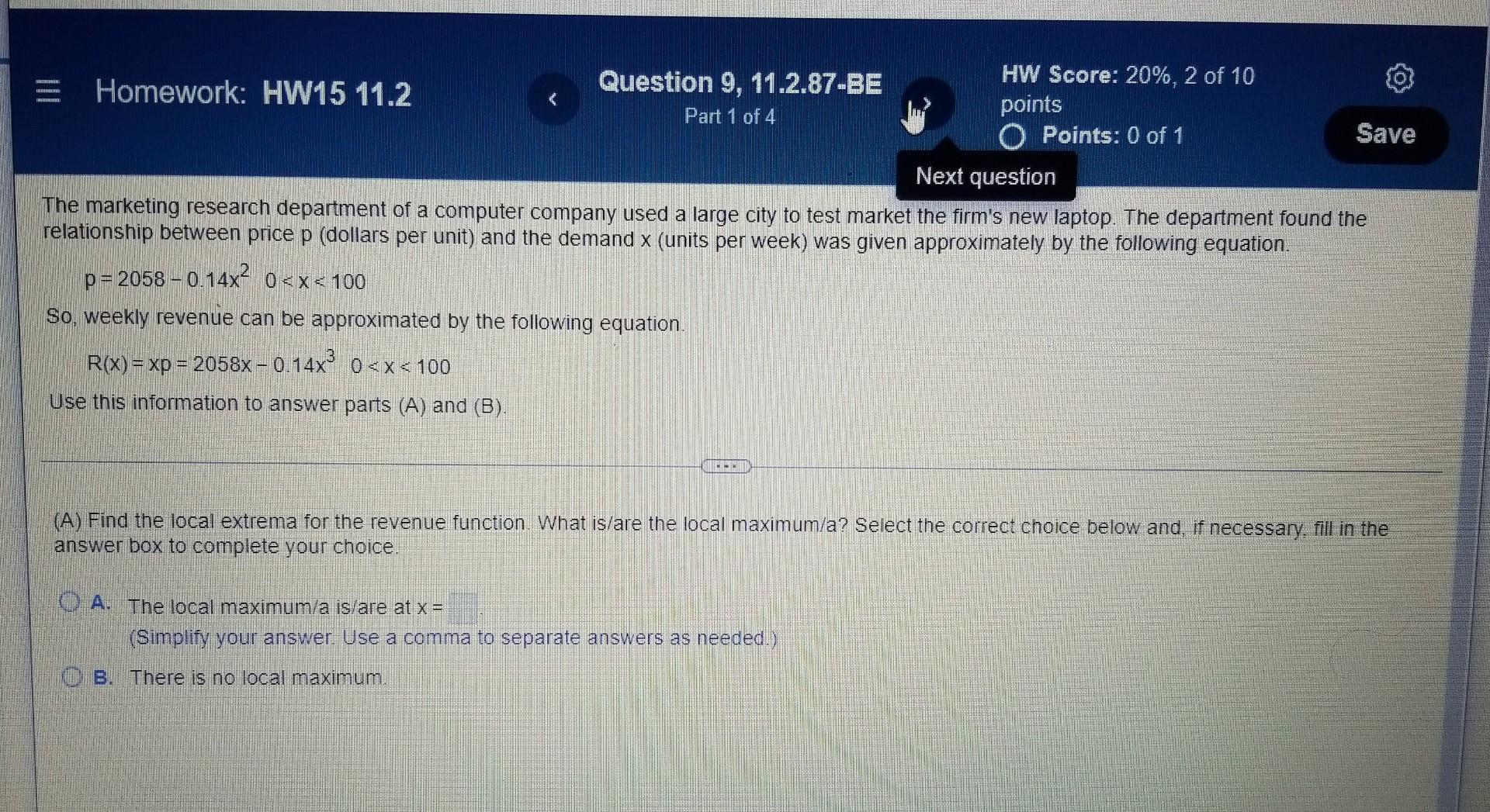 Homework Hw15 11 2 Find The X And Y Coordinates Of All Inflection Points 9 5 F X X 2 Oa The Inflection Point S Is 7