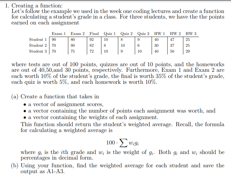 1 Creating A Function Let S Follow The Example We Used In The Week One Coding Lectures And Create A Function For Calcu 1