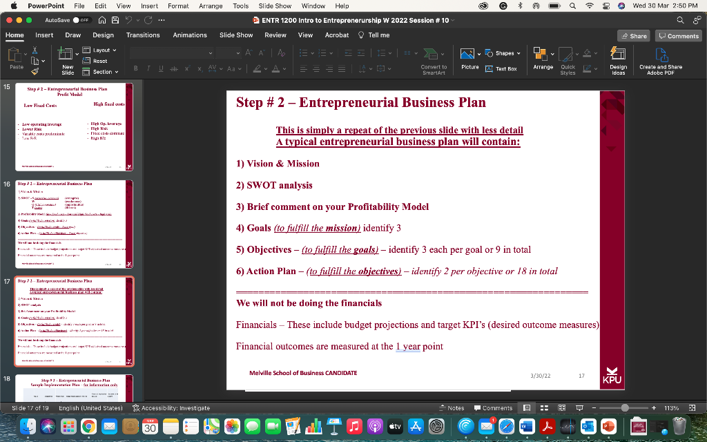Powerpoint File Edit View Insert Format Arrange Tools Slide Show Window Help A Wed 30 Mar 2 50 Pm Autosave Off A B C 1