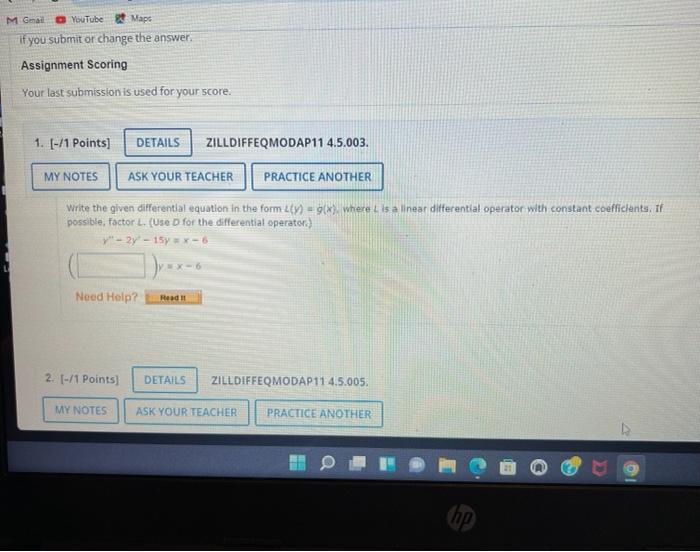 M Gmail Youtube Maps If You Submit Or Change The Answer Assignment Scoring Your Last Submission Is Used For Your Score 1