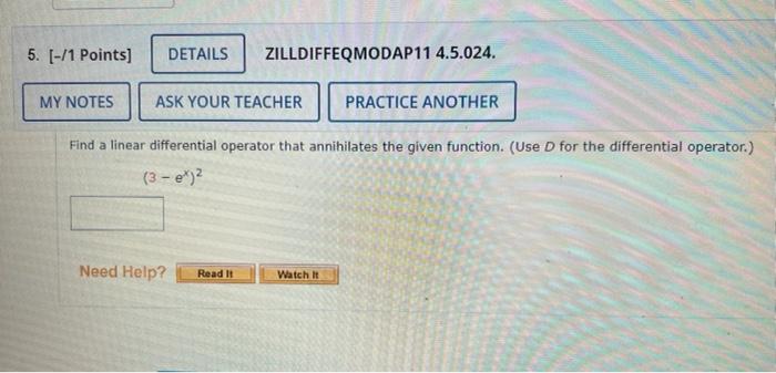 4 0 1 Points My Notes Details Submit Answer 5 1 Points Ask Your Teacher Need Help Read It My Notes Find A Linea 2