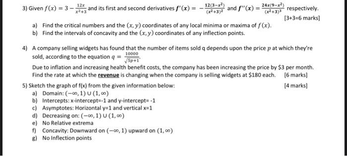 3 Given F X 3 23 And Its First And Second Derivatives F X 12 3 X X 3 2 And F X 24x 9 X Respectively 1