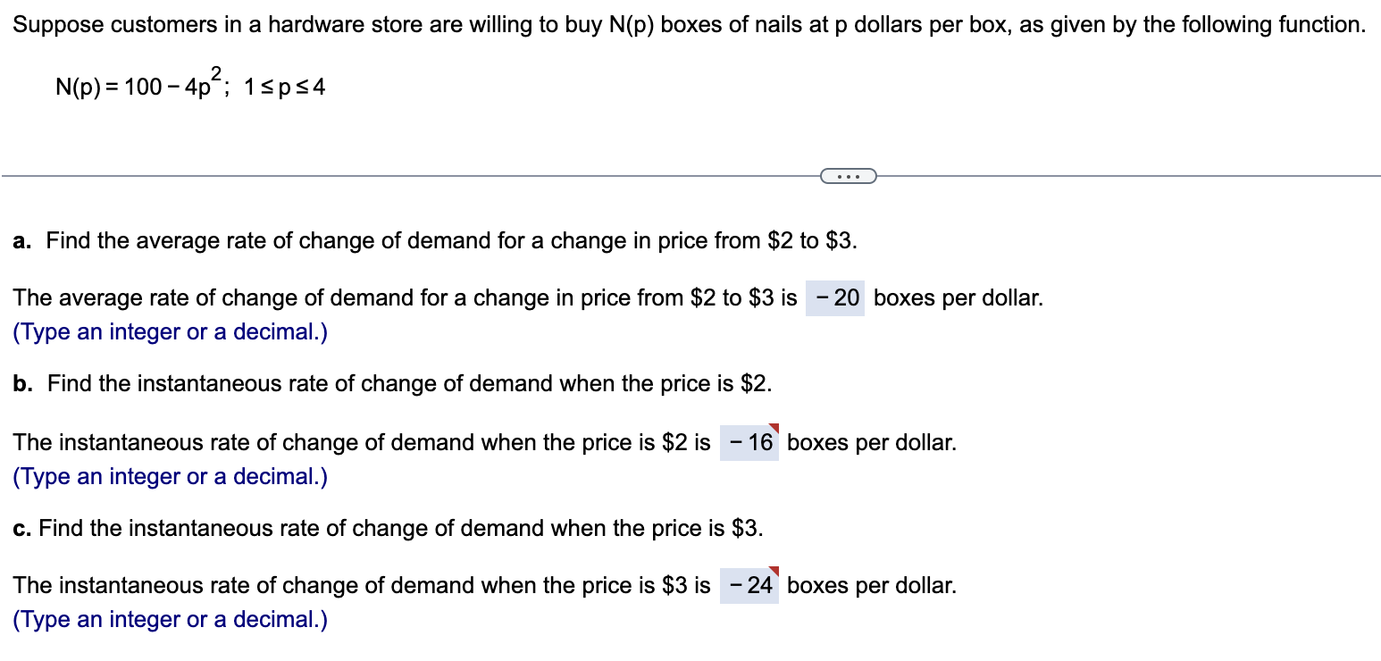 Suppose Customers In A Hardware Store Are Willing To Buy N P Boxes Of Nails At P Dollars Per Box As Given By The Follo 1
