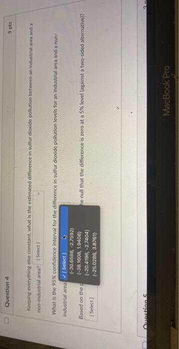 Use The Following Information To Answer Questions 3 6 You Collect Data On Levels Of Sulfur Dioxide Smoke And Heavy Pa 5
