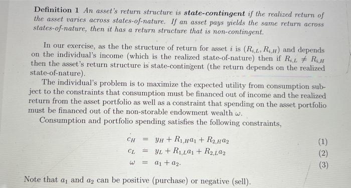 Purpose In This Problem Set You Are To Draw Asset Portfolio Returns To Highlight The Concept Of Complete Vs Incomplete 2