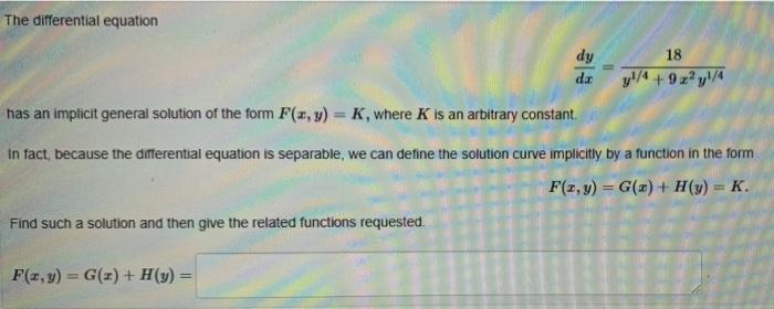 The Differential Equation Find Such A Solution And Then Give The Related Functions Requested Dy Da Has An Implicit Gene 1