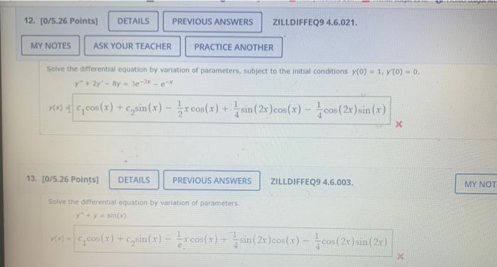 12 0 5 26 Points Details Previous Answers Zilldiffeq9 4 6 021 My Notes Ask Your Teacher Practice Another Solve The D 1