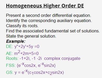Homogeneous Higher Order De Present A Second Order Differential Equation Identify The Corresponding Auxiliary Equation 1