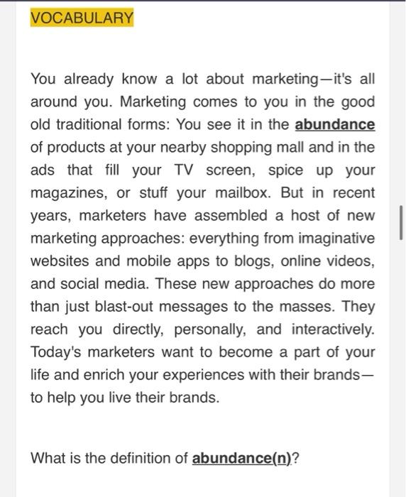 Vocabulary You Already Know A Lot About Marketing It S All Around You Marketing Comes To You In The Good Old Traditiona 1