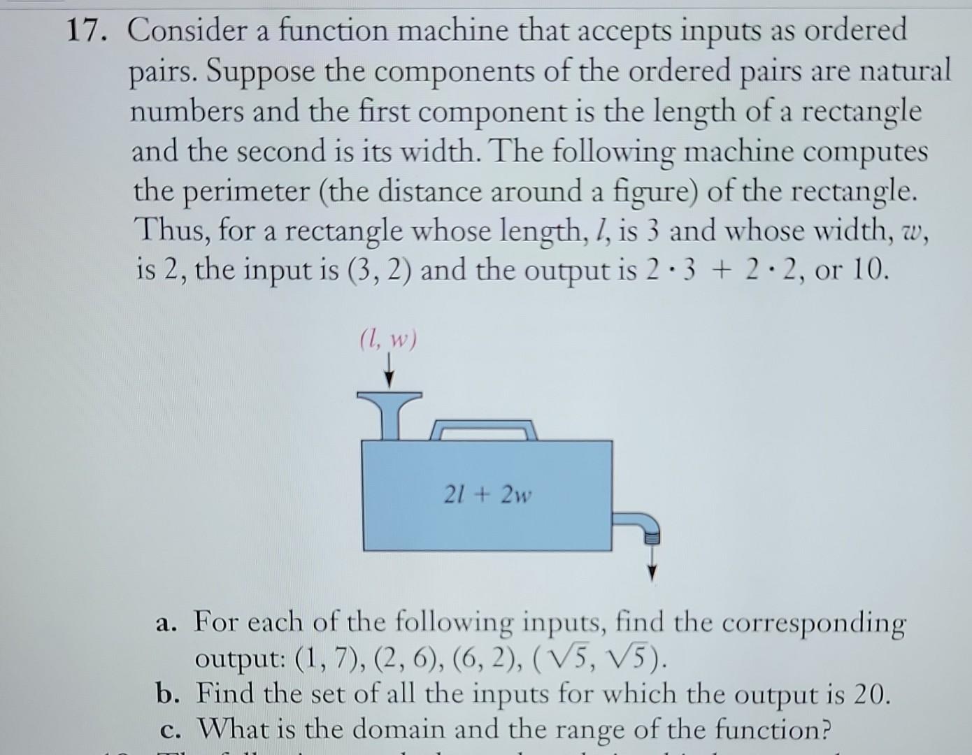 17 Consider A Function Machine That Accepts Inputs As Ordered Pairs Suppose The Components Of The Ordered Pairs Are Na 1