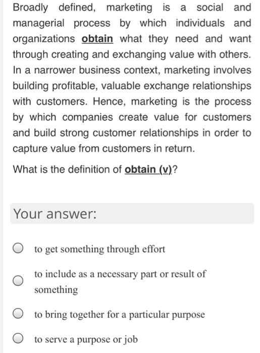 Broadly Defined Marketing Is A Social And Managerial Process By Which Individuals And Organizations Obtain What They Ne 1