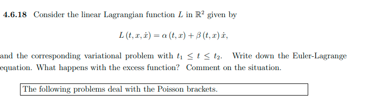 4 6 18 Consider The Linear Lagrangian Function L In R Given By L T X X A T X B T X X And The Correspondin 1