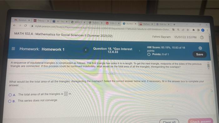 Men X Ox 10x Mylab Pearson Com Student Playerhomework Homework Homework 1 Math Math 102 A Mathematics For Social Scien 1