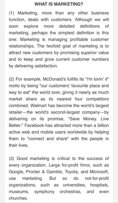 What Is Marketing 1 Marketing More Than Any Other Business Function Deals With Customers Although We Will Soon Exp 1