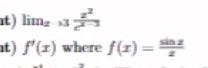 A 1 Point Lim Z B 1 Point F R Where R Unz E 2 Points Fo 2re Dr Ilint Find A Function Whose Deriva 2