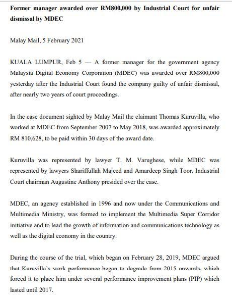 Employment Law And Industrial Relations Question 2 Mdec Could Have Prevented Thomas Kuruvilla S Unfair Dismissal Claim 1