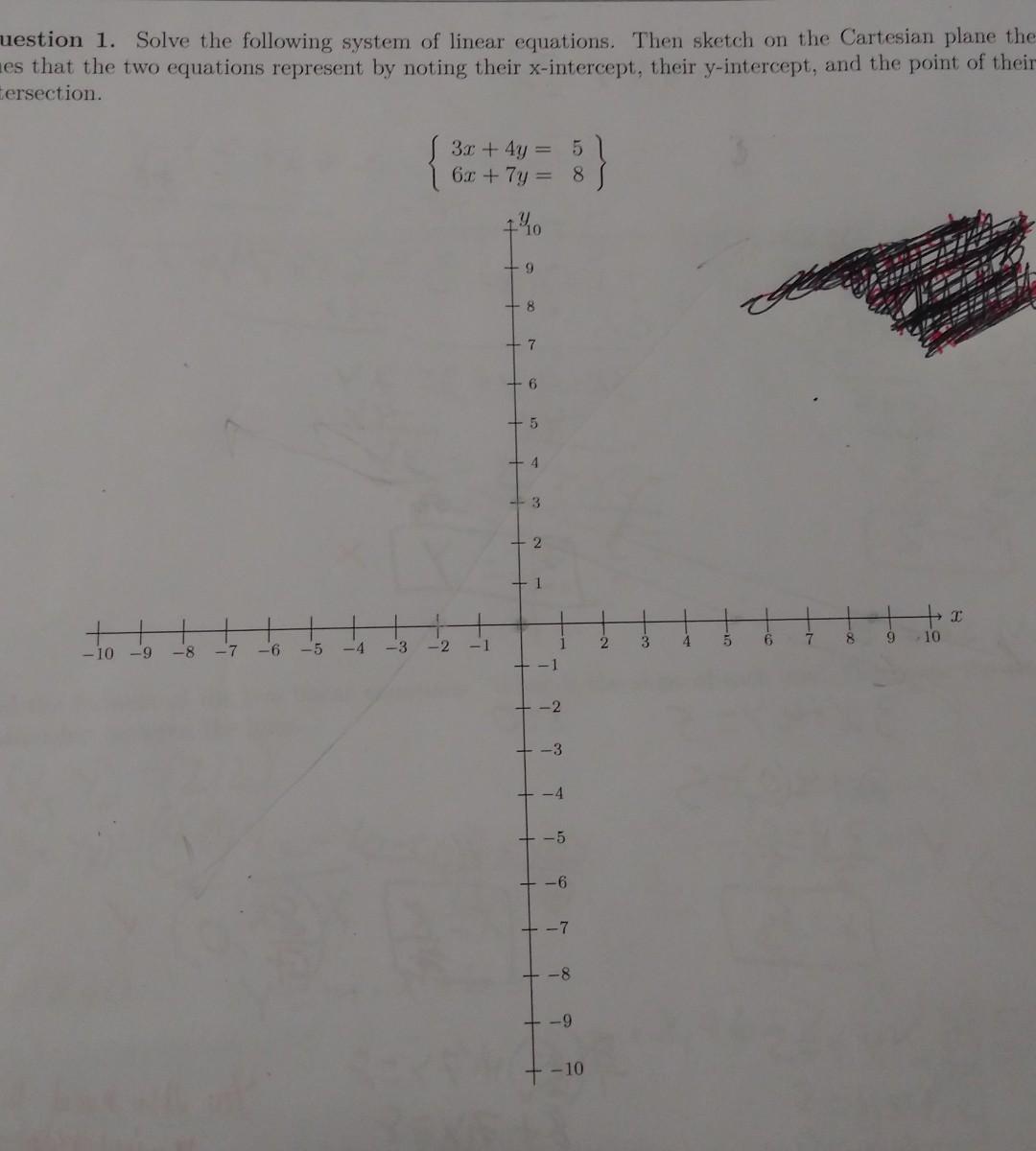 Solve The Following System If Linear Equations Then Sketch On Thr Cartesian Plan The Lines That The Two Equations Repre 1