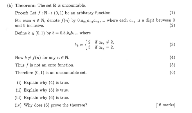 B Theorem The Set R Is Uncountable Proof Let F N 0 1 Be An Arbitrary Function 1 For Each N N Denote F N 1