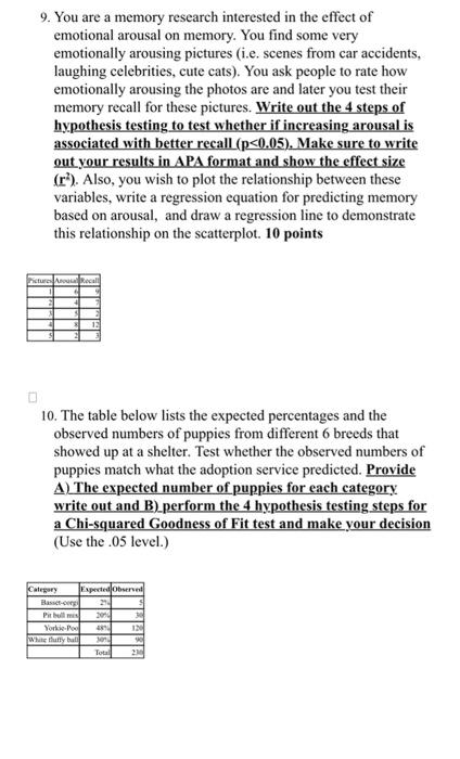 9 You Are A Memory Research Interested In The Effect Of Emotional Arousal On Memory You Find Some Very Emotionally Aro 1