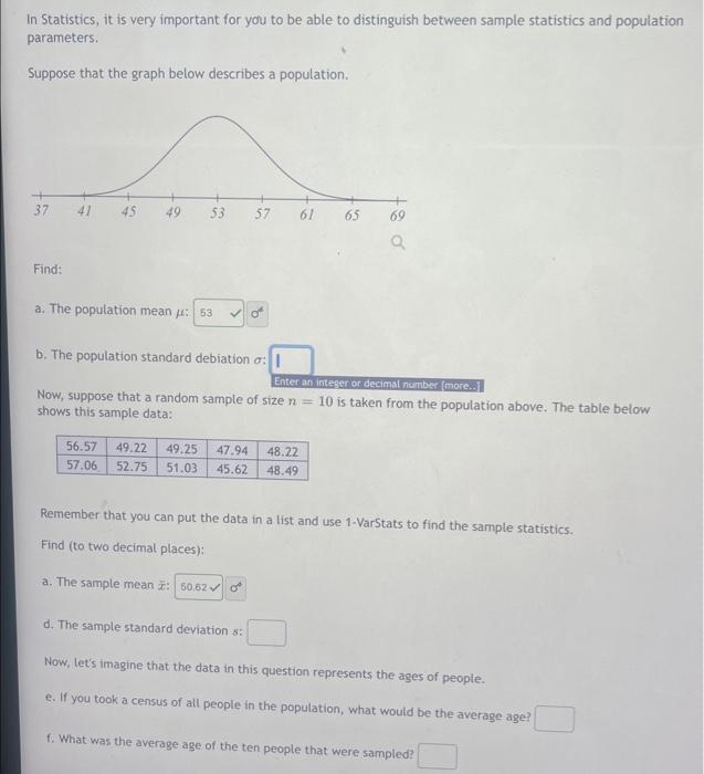In Statistics It Is Very Important For You To Be Able To Distinguish Between Sample Statistics And Population Parameter 1