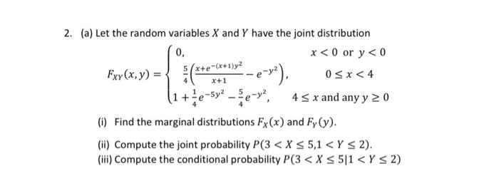 2 A Let The Random Variables X And Y Have The Joint Distribution 0 X 0 Or Y 0 X E X 1 Y E X 0 X 4 X 1 1 1