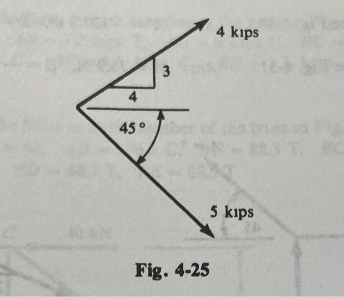 4 13 See Fig 4 25 Ans R 6 8 Kips H 9 6 40in 3 4 45 Be Fig 4 25 4 Kips 5 Kips 2