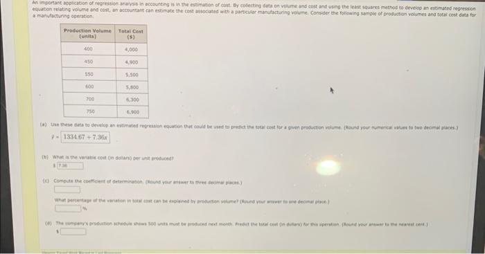 An Important Application Of Regression Analysis In Accounting Is In The Estimation Of Cost By Collecting Data On Volume 1
