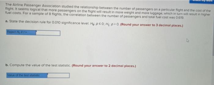 The Airline Passenger Association Studied The Relationship Between The Number Of Passengers On A Particular Flight And T 1