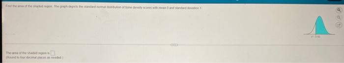 Fed The Area Of The Stated Region The Graph Depicts The Standard Nomal Distribution Of Bone Density Scores With Mean 0 1