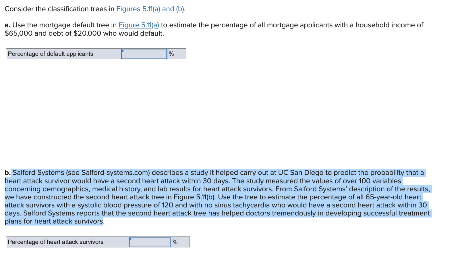Consider The Classification Trees In Figures 5 11 A And B A Use The Mortgage Default Tree In Figure 5 11 A To Esti 1
