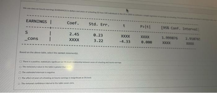 We Use Data On Hourly Earrings Sarings In Dars And Years Of Schooling From 540 Inv Earnings I 1 S Cons Coef 2 45 Xx 1