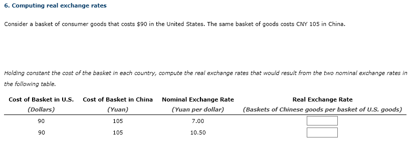6 Computing Real Exchange Rates Consider A Basket Of Consumer Goods That Costs 90 In The United States The Same Baske 1