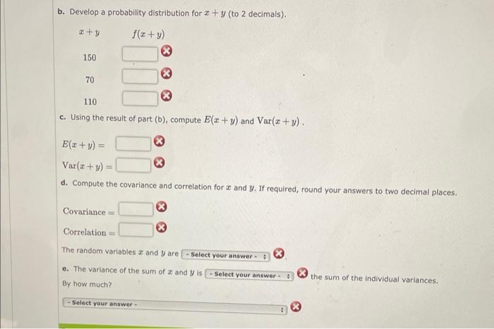Tu 2 Given Below Is A Bivariate Distribution For The Random Variables Z And Y F X Y 0 1 A Compute The Expected Valu 2