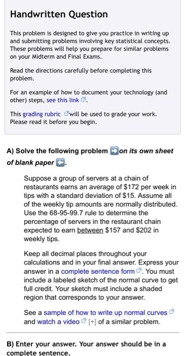 Handwritten Question This Problem Is Designed To Give You Practice In Writing Up And Submitting Problems Involving Key S 1