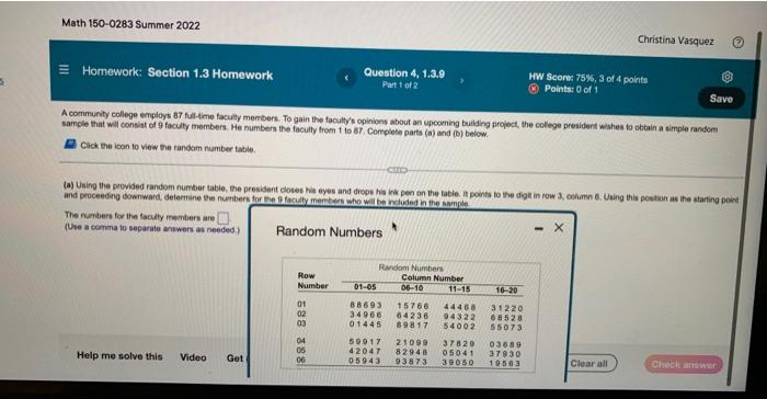 5 Math 150 0283 Summer 2022 Homework Section 1 3 Homework The Numbers For The Faculty Members Are Use A Comma To Separ 1