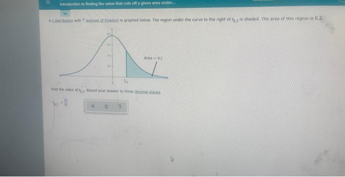 11 Introduction To Finding The Value That Cuts Off A Given Area Under A Edistribution With 7 Degrees Of Freedom Is Gr 1