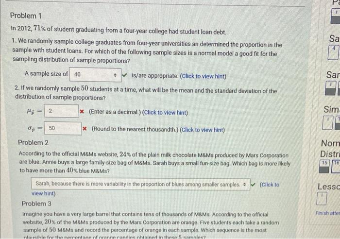 Problem 1 In 2012 71 Of Student Graduating From A Four Year College Had Student Loan Debt 1 We Randomly Sample Colle 1