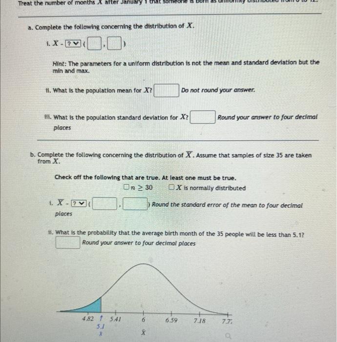 Treat The Number Of Months X After January 1 A Complete The Following Concerning The Distribution Of X I X 2v Hint 1