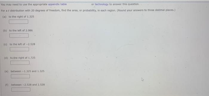 You May Need To Use The Appropriate Appendix Table Or Technology To Answer This Question For At Distribution With 20 De 1