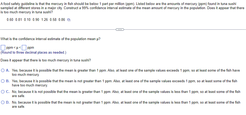 A Food Safety Guideline Is That The Mercury In Fish Should Be Below 1 Part Per Million Ppm Listed Below Are The Amoun 1