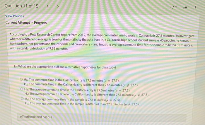 Question 11 Of 15 View Policies Current Attempt In Progress According To A Pew Research Center Report From 2012 The A 1