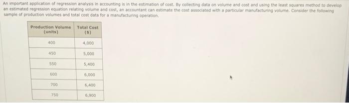 An Important Application Of Regression Analysis In Accounting Is In The Estimation Of Cost By Collecting Data On Volume 1