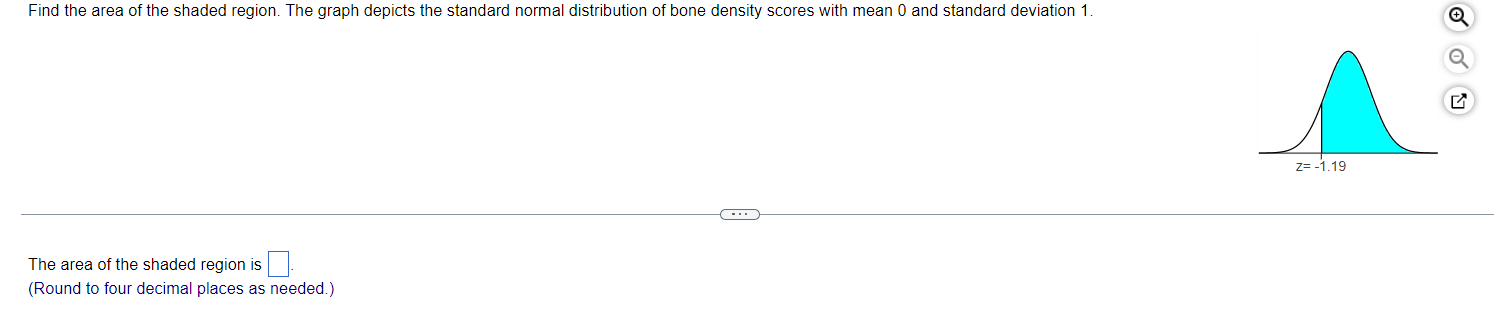 Find The Area Of The Shaded Region The Graph Depicts The Standard Normal Distribution Of Bone Density Scores With Mean 1