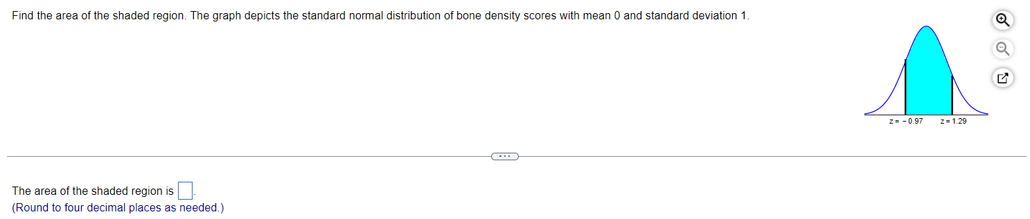 Find The Area Of The Shaded Region The Graph Depicts The Standard Normal Distribution Of Bone Density Scores With Mean 1