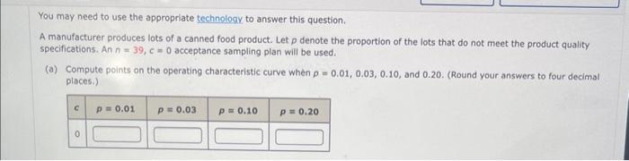 You May Need To Use The Appropriate Technology To Answer This Question A Manufacturer Produces Lots Of A Canned Food Pr 1