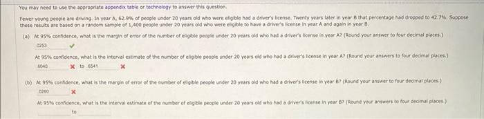 You May Need To Use The Appropriate Appendix Table Or Technology To Answer This Question Fewer Young People Are Driving 1
