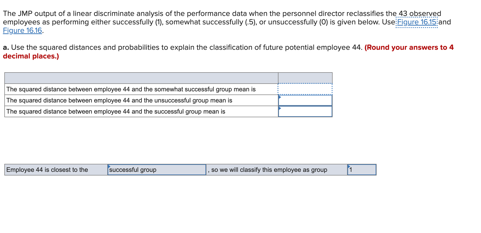 The Jmp Output Of A Linear Discriminate Analysis Of The Performance Data When The Personnel Director Reclassifies The 43 1