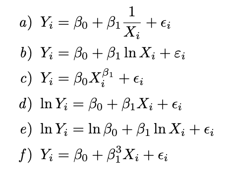 Determine Which Of The Following Models Are Linear In The Parameters In The Variables Or In Both Which Of These Model 1