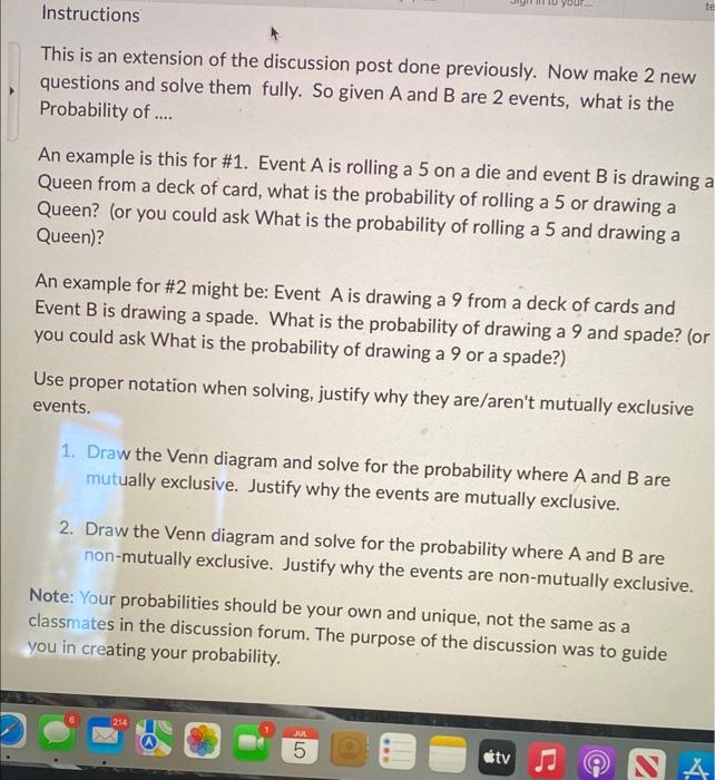 Instructions This Is An Extension Of The Discussion Post Done Previously Now Make 2 New Questions And Solve Them Fully 1