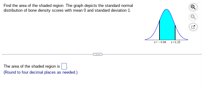 Find The Area Of The Shaded Region The Graph Depicts The Standard Normal Distribution Of Bone Density Scores With Mean 1
